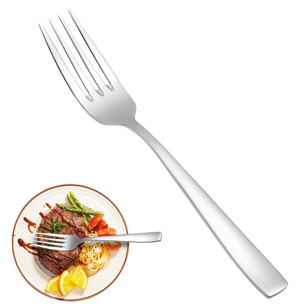 12 Piece Dessert Forks Set, Food-Grade Stainless Steel Silverware Forks, Salad Forks, Metal Forks for Home, Kitchen or Restaurant, Mirror Polished, Dishwasher Safe - 8 Inch