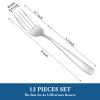 12 Piece Dessert Forks Set, Food-Grade Stainless Steel Silverware Forks, Salad Forks, Metal Forks for Home, Kitchen or Restaurant, Mirror Polished, Dishwasher Safe - 8 Inch view 2