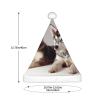 EVANEM Santa Hat Dog Printing Christmas Hat for Adults Light Up Xmas Hats Plush Santa Cap for New Year Party and Holiday Event view 3