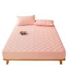 FCLDESHOP Easy Care,Thickened Quilted Deep Pocket Anti-Slip Bedding Sheets, Bedroom Hotel Homestay Solid Color Mattress Topper,Beige,180x200cm (3pcs) view 2