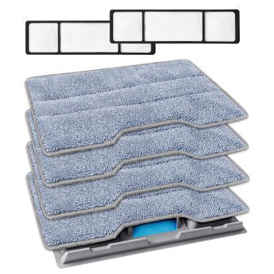 KEEPOW Reusable Mop Replacement Pads Compatible with Shark Vacmop VM252 VM200P12 VM252P10 VC205 VM190 VM200 QM250 VM250, Microfiber Mop Vac Pads Refills with Upgraded Design(1+2+4 Pads)