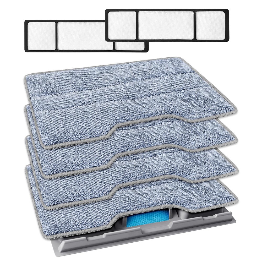 KEEPOW Reusable Mop Replacement Pads Compatible with Shark Vacmop VM252 VM200P12 VM252P10 VC205 VM190 VM200 QM250 VM250, Microfiber Mop Vac Pads Refills with Upgraded Design(1+2+4 Pads)