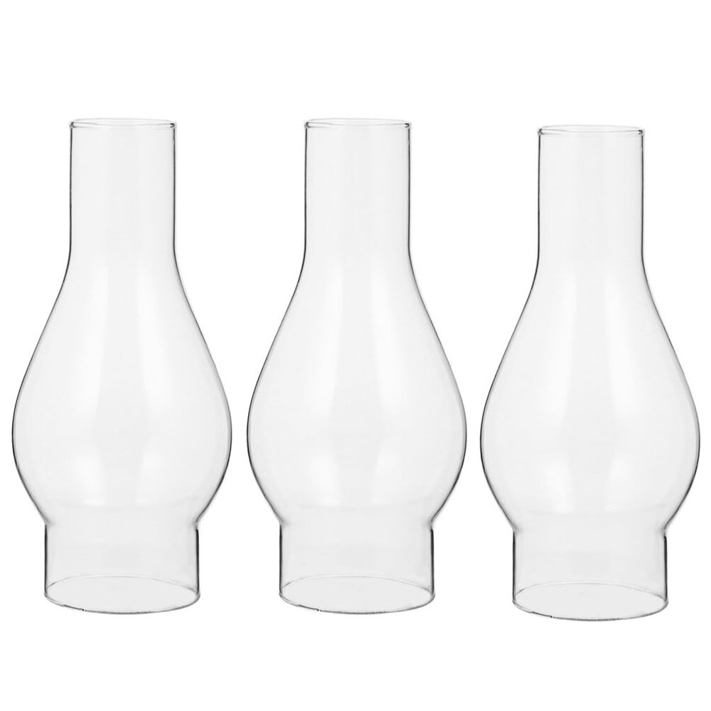 Kichvoe 3pcs Clear Oil Lamp Chimney Replacement Windproof Kerosene Lamp Accessory for Vintage Decor Enhances Ambiance Emergency Lighting