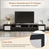Rattan Style TV Stand, Entertainment Center with Push to Open Doors, 82.6" TV Console Table for TVs Up to 90", Modern TV Cabinet with Color Changing LED Lights for Home Theatre, Living Room, Black view 4