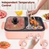 Kaichenyt Hot Pot with Grill, Electric Hot Pot and Frying Pan, Shabu Shabu Pot with Grill, 2 in 1 Indoor NonStick Shabu Shabu Pot and Griddle, Dual Temperature Control, Fast Heating (Pink) view 2