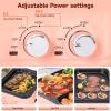 Kaichenyt Hot Pot with Grill, Electric Hot Pot and Frying Pan, Shabu Shabu Pot with Grill, 2 in 1 Indoor NonStick Shabu Shabu Pot and Griddle, Dual Temperature Control, Fast Heating (Pink) view 3