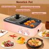 Kaichenyt Hot Pot with Grill, Electric Hot Pot and Frying Pan, Shabu Shabu Pot with Grill, 2 in 1 Indoor NonStick Shabu Shabu Pot and Griddle, Dual Temperature Control, Fast Heating (Pink) view 4