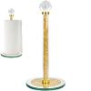 Paper Towel Holder Stand,Gold Countertop Paper Towel Roll Dispenser Holders with Round Base, Tissue Countert Filled with Crystal Sparkly Crushed Diamonds House Decor for Kitchen BathroomHeavy Weight view 1