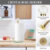 Paper Towel Holder Stand,Gold Countertop Paper Towel Roll Dispenser Holders with Round Base, Tissue Countert Filled with Crystal Sparkly Crushed Diamonds House Decor for Kitchen BathroomHeavy Weight view 3