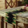 Christmas Black Table Runner-Cotton Linen- 72 Inch Holiday Dresser Scarves, Xmas Tree Geometric Green Gold Tablerunner for Kitchen Coffee/Dining Bedroom Home Living Room Dinner Scarf Dcor 16x72 view 3