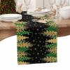 Christmas Black Table Runner-Cotton Linen- 72 Inch Holiday Dresser Scarves, Xmas Tree Geometric Green Gold Tablerunner for Kitchen Coffee/Dining Bedroom Home Living Room Dinner Scarf Dcor 16x72 view 4