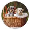 Two Dogs in a Basket Christmas Tree Skirt with Pom Pom Trim Xmas Tree Skirt for Holiday Party Soft Christmas Decorations Christmas Tree Mat Base Cover for New Yea Decoration view 1