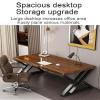 SUBVERS Modern Simple Natural Solid Wood Thick Computer Table Study Writing Desk Metal Frame Space Saving Executive Desk Workstation for Home Office(160x70x75cm(62x27x29in), Brown), 1711396 view 2
