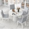 WILLIAMSPACE 46.5" Round Wood Dining Table for 4 to 6, Modern Kitchen Table with Wooden Pedestal Base, Mid Century Circular Tabletop for Leisure Coffee Table Furniture, 46.5"x30.25" (White) view 3