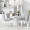 WILLIAMSPACE 46.5" Round Wood Dining Table for 4 to 6, Modern Kitchen Table with Wooden Pedestal Base, Mid Century Circular Tabletop for Leisure Coffee Table Furniture, 46.5"x30.25" (White) view 4