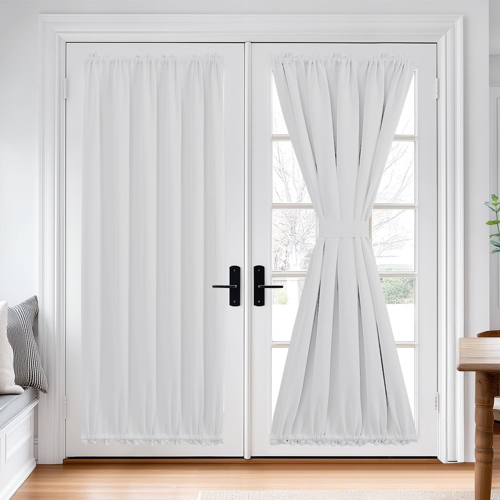 Deconovo Blackout French Door Curtains for Door Window, Dual Rod Pocket