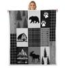 Deer Bear Kids Throw Blanket,Rustic Farmhouse Adventure Cabin Bed Blanket for Boys Girls Adults,Plaids Boho Arrows Geometric Fleece Blanket,Black Retro Fuzzy Blanket,Queen Size (90 x 90 Inches) view 1