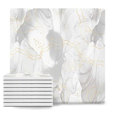 Coasters Set of 8 Ceramic Stone Coasters for Drinks Funny Coasters - Absorbent Non Slip Square Coasters for Dining Bar Kitchen Cafe(Marble Gradient Gilt Texture Grey,4" Dia)