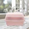 Kichvoe Dish Drainer Rack with Lid Elegant Kitchen Utensil Holder Drip Tray Water Drain Design for Drying Plates Cutlery for Organized Kitchen Storage view 3