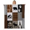 Deer Bear Kids Throw Blanket,Boho Arrows Geometric Plaids Patch Bed Blanket for Boys Girls Adults,Adventure Rustic Farmhouse Fleece Blanket,Brown Retro Fuzzy Blanket,Twin Size (60 x 80 Inches) view 1