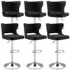 ABET Bar Stools Set of 6, Velvet Swivel Island Chairs, Adjustable Silver Barstools with Hollow Back and Footrest, Upholstered Counter Height Stool Chairs for Kitchen Island Dining Room Home, Black view 1