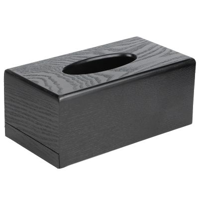 Black Wooden Tissue Box Napkin Case Elegant Rectangular Tissue Box Cover Modern Tissue Holder for Home Hotel Living Room
