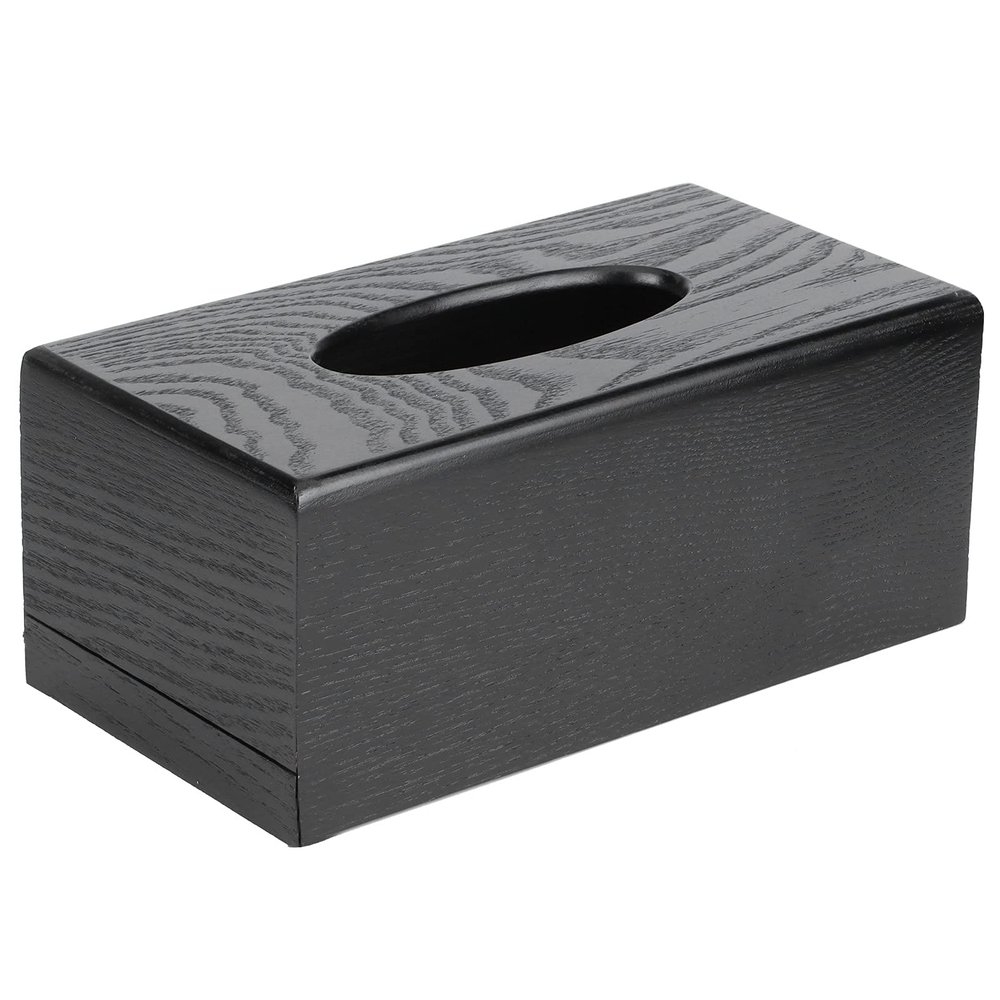 Black Wooden Tissue Box Napkin Case Elegant Rectangular Tissue Box Cover Modern Tissue Holder for Home Hotel Living Room