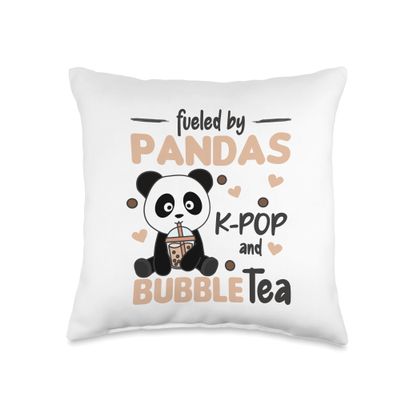 Bubble Tea Panda Chocolate Sweet Animals K-Pop and Boba Throw Pillow