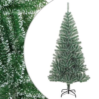 vidaXL Artificial Christmas Tree with Snow Flock Design, Lifelike Green PET Tips, Sturdy Metal Stand, Indoor and Outdoor Suitable, Reusable Xmas Ornament with Economical Choice