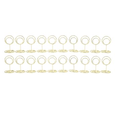 20pcs Place Card Holders Mini Table Number Holders Silver Wire Photo Menu Memo Clips Stand for Wedding Anniversary Party and Restaurant (Gold)