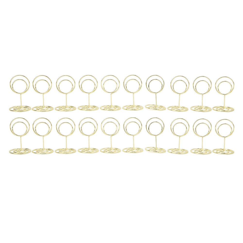 20pcs Place Card Holders Mini Table Number Holders Silver Wire Photo Menu Memo Clips Stand for Wedding Anniversary Party and Restaurant (Gold)