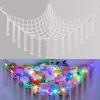 Basumee Stuffed Animals Net or Hammock with LED Light, Hanging Stuffed Animals Storage Toy Hammock Net Corner Wall Girls Room Decor Toy Storage Organizer, White, L view 1