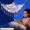 Basumee Stuffed Animals Net or Hammock with LED Light, Hanging Stuffed Animals Storage Toy Hammock Net Corner Wall Girls Room Decor Toy Storage Organizer, White, L view 2
