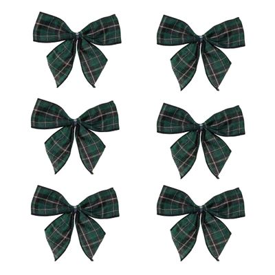 Northlight Pack of 6 2 Loop Christmas Bow Decorations, Green