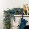 Northlight Pack of 6 2 Loop Christmas Bow Decorations, Green view 2
