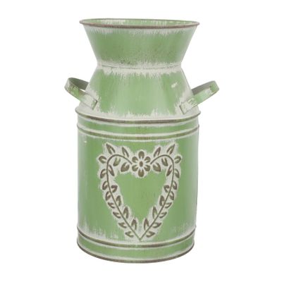 ORFOFE Flower Pot Decorative Flower Farmhouse French Rustic Metal Jug Country Pitcher Metal Flower Bucket with Handles Terrarium Decorations Home Flower Container Galvanized Iron Vase