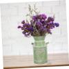 ORFOFE Flower Pot Decorative Flower Farmhouse French Rustic Metal Jug Country Pitcher Metal Flower Bucket with Handles Terrarium Decorations Home Flower Container Galvanized Iron Vase view 2