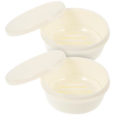BRIGHTFUFU 2Pcs Travel soap Box soap Container Company bar case bar Container Shampoo Holder Drain Dish Holder Sponge pp No Punching Preservation Box White