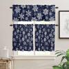 Vandarllin Christmas Kitchen Curtains and Valances Set, White Navy Snowflakes Pattern Windows Treatments Tiers Half/Short Curtains for Small Windows Cafe/Living Room/Bedroom 54x36 in Winter view 3