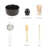 6 Pcs Matcha Tea Set, Japanese Matcha with Whisk and Holder, Bowl, Sifter, and Scoop, Tea Making Tools, Delicate Handmade Matcha Ceremony Kit for Japanese Tea Ceremony (Black) view 4