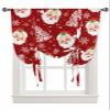 AMZRicher Christmas Santa Tie Up Curtains for Window, Thermal Insulted Balloon Shade Adjustable Rod Pocket Curtains Valance Panels for Kitchen Bathroom Caf 52 x 63 Red Xmas Tree Gold Snowflake view 1