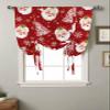 AMZRicher Christmas Santa Tie Up Curtains for Window, Thermal Insulted Balloon Shade Adjustable Rod Pocket Curtains Valance Panels for Kitchen Bathroom Caf 52 x 63 Red Xmas Tree Gold Snowflake view 2