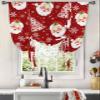 AMZRicher Christmas Santa Tie Up Curtains for Window, Thermal Insulted Balloon Shade Adjustable Rod Pocket Curtains Valance Panels for Kitchen Bathroom Caf 52 x 63 Red Xmas Tree Gold Snowflake view 3