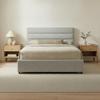 NADAAL STUDIOS Clayton King Bed -100% Polyester Upholstery with Solid Pine in Light Grey view 2