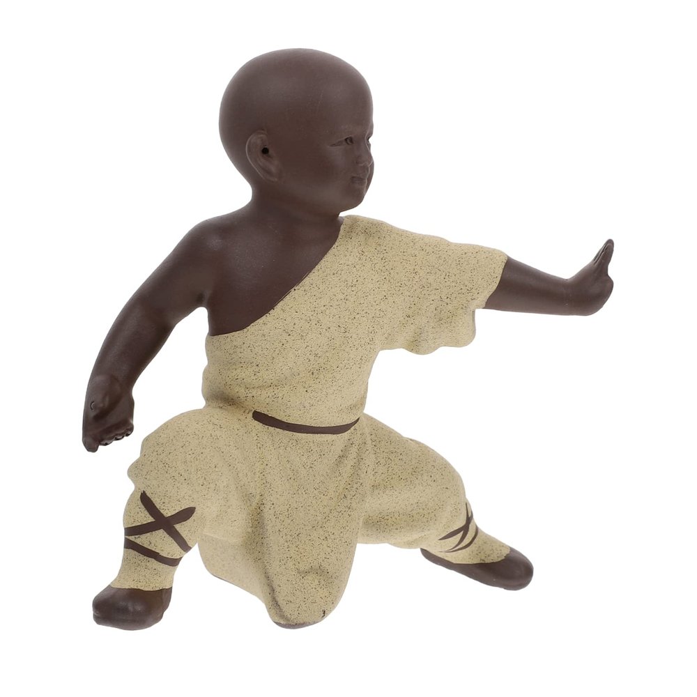 ORFOFE Tea House Monk Figure Handmade Clay Sand s Kung Fu Ornament for Home Decor Office Monk Decorati
