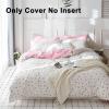 Pink and White Duvet Cover Queen Size - 3 Pcs Floral Flower Leaf Pattern Printed Reversible Microfiber Comforter Cover Bedding Set - 90X90 Soft Aesthetic Cottage Preppy Bedroom Decor for Women Men view 2