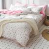 Pink and White Duvet Cover Queen Size - 3 Pcs Floral Flower Leaf Pattern Printed Reversible Microfiber Comforter Cover Bedding Set - 90X90 Soft Aesthetic Cottage Preppy Bedroom Decor for Women Men view 4
