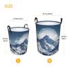Round Laundry Basket with Handles Personalized Laundry Hamper for Bedroom Snow Mountain Circular Laundry Lightweight Waterproof Storage Basket Dirty Clothes Hamper for Bathroom Dorm view 3