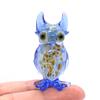 Sansukjai Owl Tiny Hand Blown Color Glass Art Figurines Animals Collectible Gift Home Dcor (Marble Blue) view 1