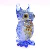 Sansukjai Owl Tiny Hand Blown Color Glass Art Figurines Animals Collectible Gift Home Dcor (Marble Blue) view 3